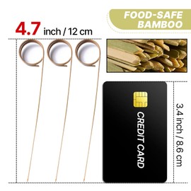 PuTwo 100 pcs Cocktail Picks, 4.7 Inch Bamboo Cocktail Picks, Bamboo Toothpicks, Skewers for Appetizers, Mini Food Sticks for Drinks, Fruit, Charcuterie, Sandwiches, Barbeque, Party Supplies