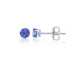 Sterling Silver Polished 4mm Tanzinite Purple Cubic Zirconia Solitaire Stud Earrings