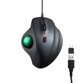 SANWA Wired Ergonomic Trackball Mouse, Optical Vertical Rollerball Mice, Silent Buttons, 34mm Trackball, 600/800/1200/1600 DPI, Compatible with MacBook, Laptop, Computer, Windows, macOS, Green