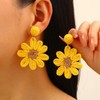 Handwoven Raffia Earrings for Women Bohemian Style Raffia Flower Starfish