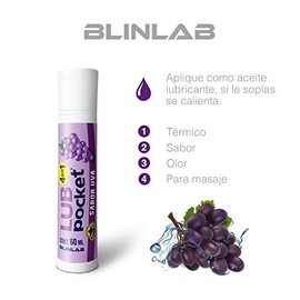 LubricanteLub Pocket de Uva 60 ml. Lubricante para el cuerpo. Disfruta del mejor aroma y sabor. Puede ser usado para masajes y si soplas se calienta  