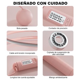 Yitone Cuerda para Saltar Con Peso,Ejercicio en Casa,Cuerda Segmentada para Saltar,Adecuado para Fitness,Cuerda de Saltarde Conteo de Pérdida de Peso Deportiva para Niños/Adultos (Rosa)