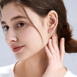 KRKC&CO Moissanite Hoop Earrings for Women, S925 Sterling Silver, D Color VVS1 Clarity Hypoallergenic Earring, White Gold Plated Diamond Jewelry Gift for Her(14mm-1.4ctw-7 Stones*2)