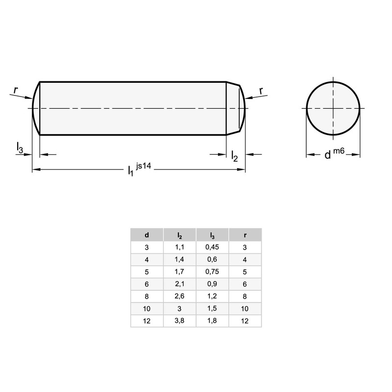 Ganter Normelemente Cylinder Pins DIN 6325 Pack of 5 Size