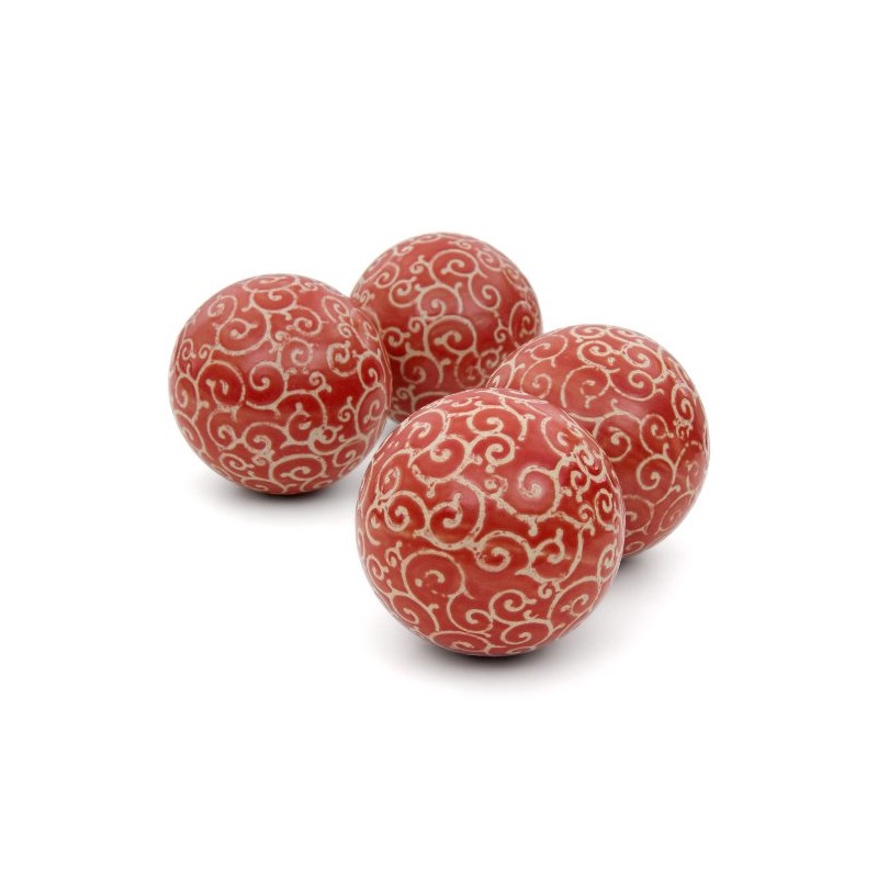 Red Lantern 4" Porcelain Ball Set - Set of 4