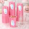 24 Pack Halloween Iridescent Plastic Cups, Ghost, Pink Color, 16oz