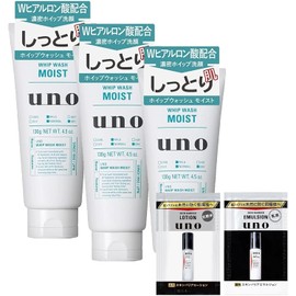  Uno Whip Wash (Moist Product) Facial Cleanser 4.6 oz (130 g) x 3 Packs + Bonus