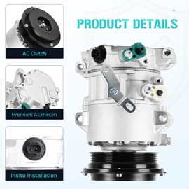 Air Conditioning A/C Compressor with Clutch Fits for Toyota Camry 2.5L 2010 2011, Replace ‎‎CO 11270C, 158380, 8831006390, 8831033290