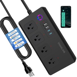 UseeLink ZigBee Smart Power Strip Plug,ETL Certified,ZigBee Hub Required,Compatible with Alexa, Google Home,Compatible Echo Devices and SmartThings,Black.5 Feet Extension Cord