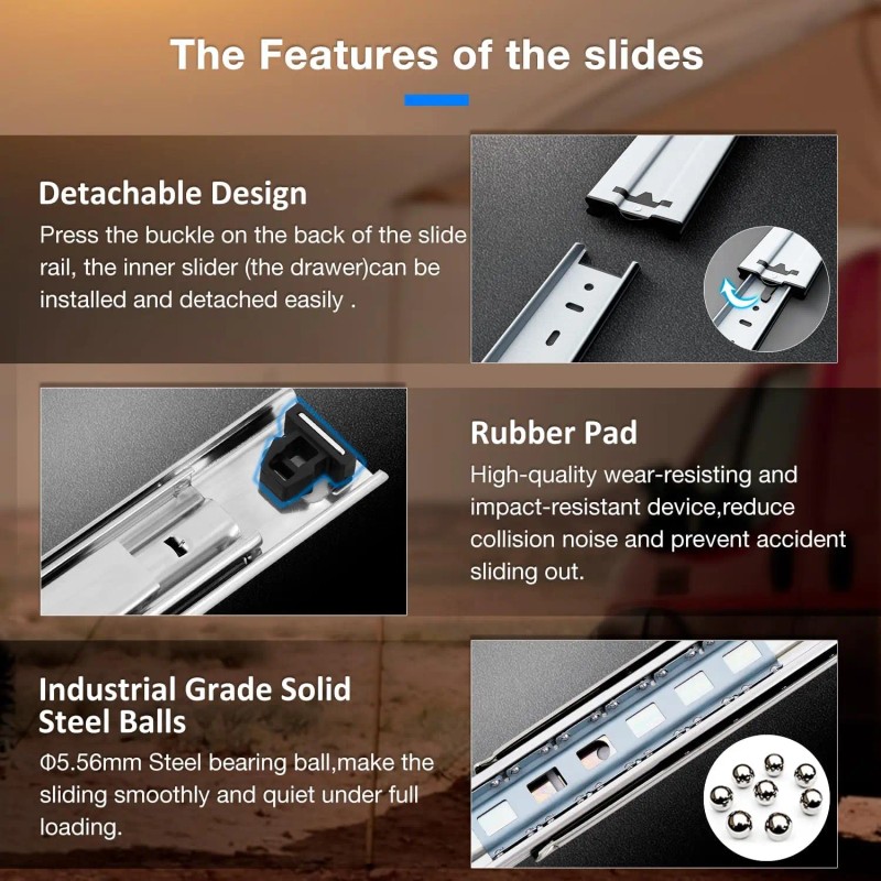 YENUO Heavy Duty Drawer Slides 250 Lb - Full Extension