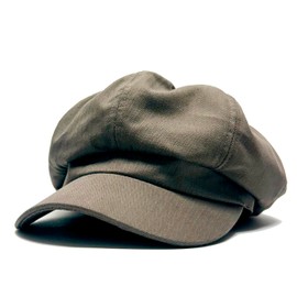Lek Hatter Newsboy Cap with Drawstring Bag, Large Size, Adult Newsboy Cap, Herringbone, Cotton Newsboy Cap, Size Adjustable, Small Face Effect, vintage khaki