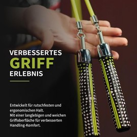 HEREROPE 1/4 lb Weighted Jump Rope, Boxing & Training, Skipping Rope with Ball Bearing, Tangle-Free Cable, Jump Ropes for Men Women (Neo Green, M - 2.59 m (User Height 1.65 m - 1.73 m))