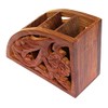 ITOS365 Wooden Floral Carved Remote Control Rack Stand Holder Storage