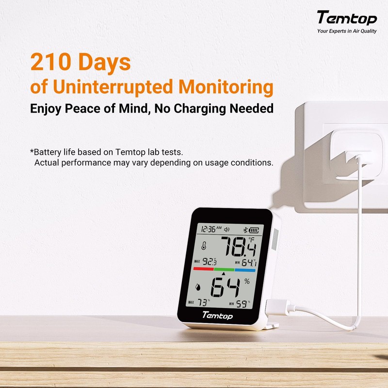 Temtop Humidity Meter T1, Indoor Thermometer for Room Temperature, Bluetooth