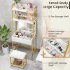 Costway 2-in-1 Vanity Table Set Flip Top Mirror Ladder Storage