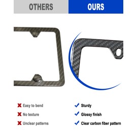 Aootf Real Carbon Fiber License Plate Frames, 2 Pack Stainless Steel, Slim