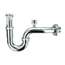 tecuro Pipe Siphon with Ventilation Valve Extra Long for Sink 1 1/4 Inch Connection – Brass High-Gloss Chrome-Plated
