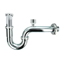 tecuro Pipe Siphon with Ventilation Valve Extra Long for Sink 1 1/4 Inch Connection – Brass High-Gloss Chrome-Plated