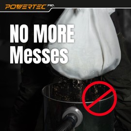 POWERTEC PRO VF3702 Size A Wet Pickup Shop Vac Bags for Ridgid 2 Pack, VF3502 12-16 Gal. Wet or Dry Dust and Debris Collection Dust Bags for Ridgid HD1200, HD1400 Wet Dry Vac (75084)