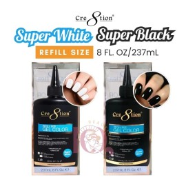 Cre8tion Gel Color DUO SUPER WHITE & BLACK  8 fl.oz BUNDLE SALE