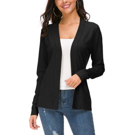 Urban CoCo Women's Long Sleeve Open Front Knit Cardigan Sweater (2XL, Black)