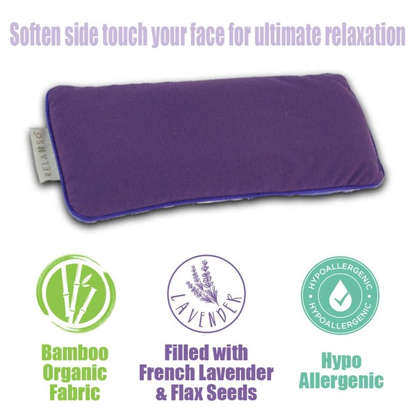 Relaxso Flaxseed Pain-Out Bamboo Eye Pillow with Lavender, Floral Plush Lilac