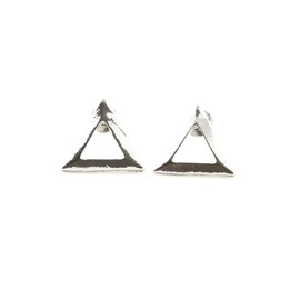 Triangle Outline Stud Earrings Silver Tone Geometric Posts EH06 Fashion Jewelry