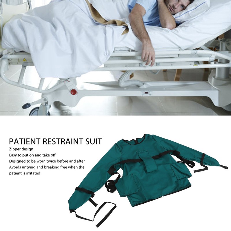 Patient Restraint Suit Prevent Tilting Front Back Secured Cotton Bed