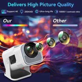 Smart Mini Projector with Android 11.0,2025 Upgraded Portable Projector 1080P 4K Full HD with WiFi 6 and BT5.2,180°Adjustable Stand, Auto Keystone Home Projector for Phone/TV Stick/Laptop