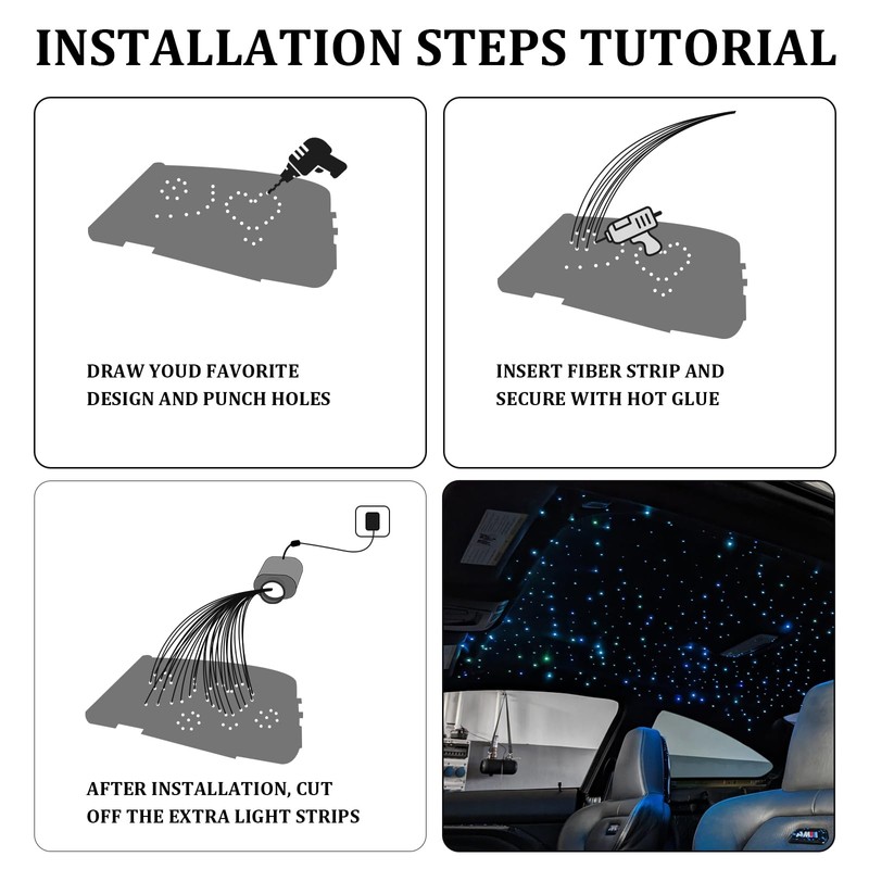 6W Small Size Car Twinkle Fiber Optic Starlight Headliner Kit,
