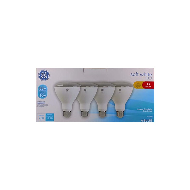 GE 10W (65W Equivalent) Dimmable BR30 Soft White 4-Pack