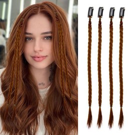 XFSRG 4Pcs Haarteile Zopf Extensions Natürliche Braids Extensions für Frauen Einfache ClipIn Zopfverlängerungen Perfekt für Alltag und besondere Anlässe (Hellbraun)