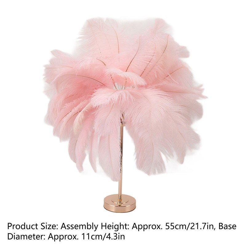 Ostrich Feather Table Lamp Rechargeable Modern Romantic Decoration Lamp Bedroom