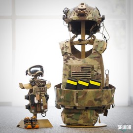 Savior Equipment Mini H.P.C Tactical Dog Vest Stand Tabletop Headphone Vest Display Rack Indoor Home Garage Free-Standing Organizer, Heavy Duty Steel Hold Up to 20 lbs, Black