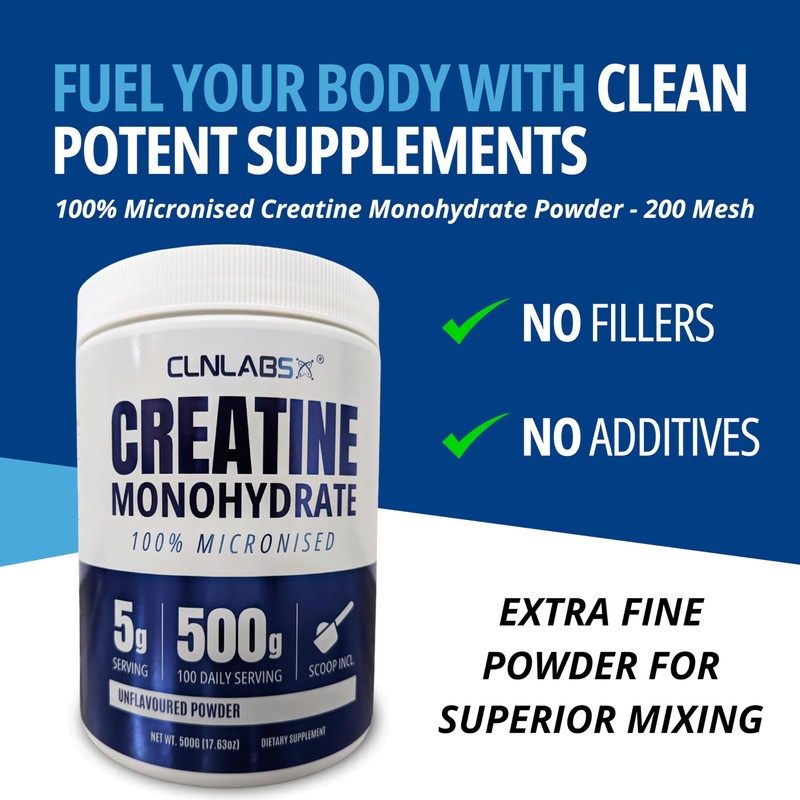 Creatine Monohydrate Powder - 500g Tub (200 Mesh) | Fine