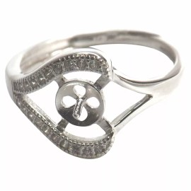 OrientalPearls 925 Sterling Silver Ring Setting with 18KW Gold Overlay in a Heart Design