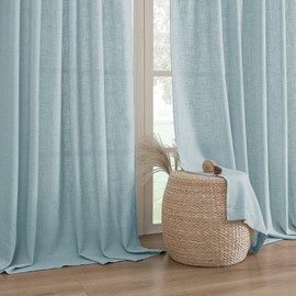H.VERSAILTEX Extra Long Linen Curtains 108 Inches for Living Room Set of 2 Panels Grommet Drapes Light Filtering Privacy Curtains for Patio Door, 52" W x 108" L, Cloud Blue