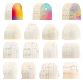GeryVtee 60pcs Fairy Doors Wooden Garden Doors Miniature Fairy Door for Wall Blank Fairy Doors for Trees Outdoor Fairy Door DIY Craft Kit Fairy House Fairy Window Accessories Tree Faces Decor
