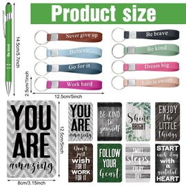 PerKoop 48 Pcs Inspirational Gifts Bulk Motivational Notepads Ballpoint Pens Keychains Set Modern Farmhouse Journal Notebooks Christian Gifts for Teachers School Office Party Favor Supplies