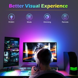 WILLED Gaming Lamp, RGB Under Monitor Lamp, Dreamcolor Gaming Decoration for PC Setup with 12 Dynamic, Ambient Light Bar with Remote Control, Lighting for TV Backlight, 5 V USB Powered
