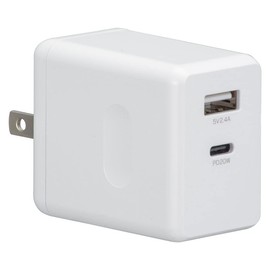 Ohm Electric MAV-AP2U30-W 01-7147 OHM AC Charger, PD Compatible, Type A + Type C, Rapid Charging, Power Delivery Compatible, PD30W