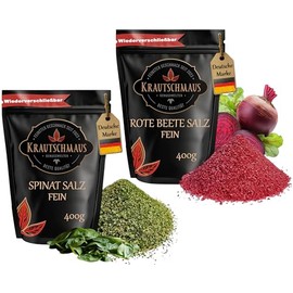 800 g Spinach Salt and 800 g Beetroot Salt for the Shaker of Krautschmaus, Mixed with Pink Natural Salt Fine, Known as Himalayan Salt, Crystal Salt from Salt Range Pakistan