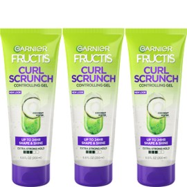 Garnier Fructis Style Curl Scrunch Controlling Gel for Shape & Shine, 6.8 Fl Oz, 3 Count (Packaging May Vary)