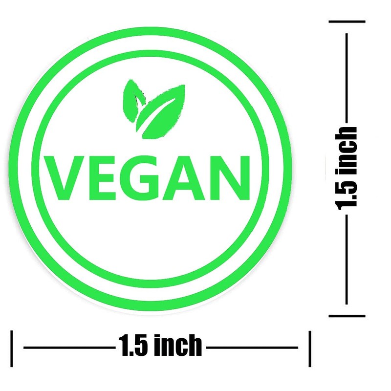 Vegan Food Rotation Labels,1.5 Inch Round Circle Dot Vegan Stickers(500