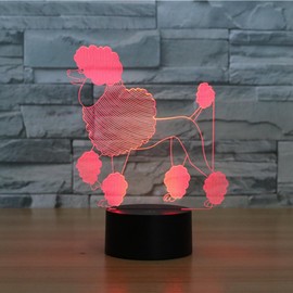 PONLCY Poodle LED Night Light, 16 Colours, 3D Illusion Lamp, Remote Control USB Desk Lamps, Bedroom Decoration, Table Lamp for Children, Christmas, Birthday Gifts