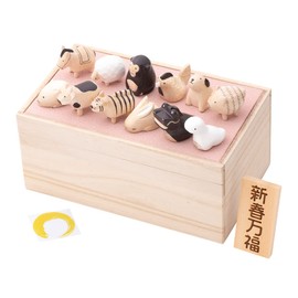 FUN Fun Zodiac Figurine, Wooden Carving, Polepolé, Zodiac Sign, Shallow Scarlet, Paulownia Box Set, Includes Wooden Card (Original Mat Included)