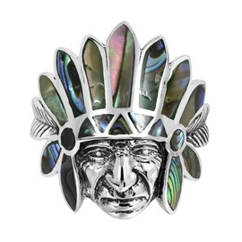 AeraVida Native American Style Abalone Shell Inlay .925 Sterling Silver Ring | Elegant Wedding Rings for Women | Casual Comfort Fit Silver Rings for Women, Men | Gift for Men (6)