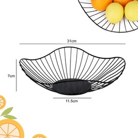 Hniuyun Black Fruit Bowl, Metal Wire Fruit Basket for Fruit and Vegetable Storage, Minimalism Fruit Holder Stand for Kitchen Counter, Home Decor, Table Centerpiece