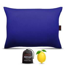 rioyalo X-Foam Inflatable Camping Pillow Lite with Removable Foaming Cover | Comfortable, Washable Ultralight Portable with Neck Lumbar Support | Backpacking, Hiking, Travel, Air | Small (Ocean Blue)