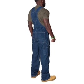 XUSAI Men's Dungarees Denim Bib Overall Fashion Relaxed Fit Rugged Jeans Overall Adjustable Work Bib Jumpsuit,Blue,L